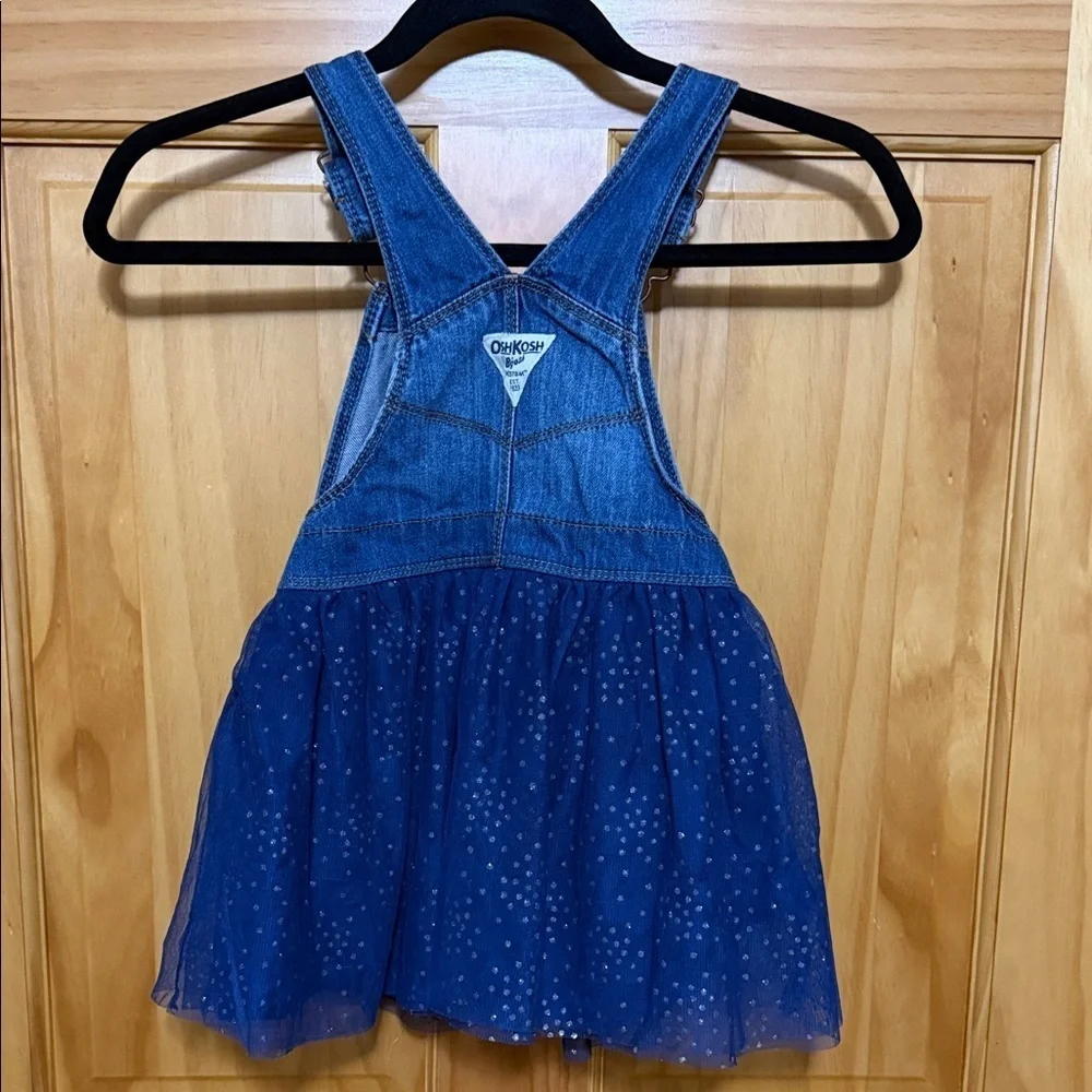 OshKosh B'gosh Blue Denim Skirtall with Tulle & Glitter Sparkles, Size 4T